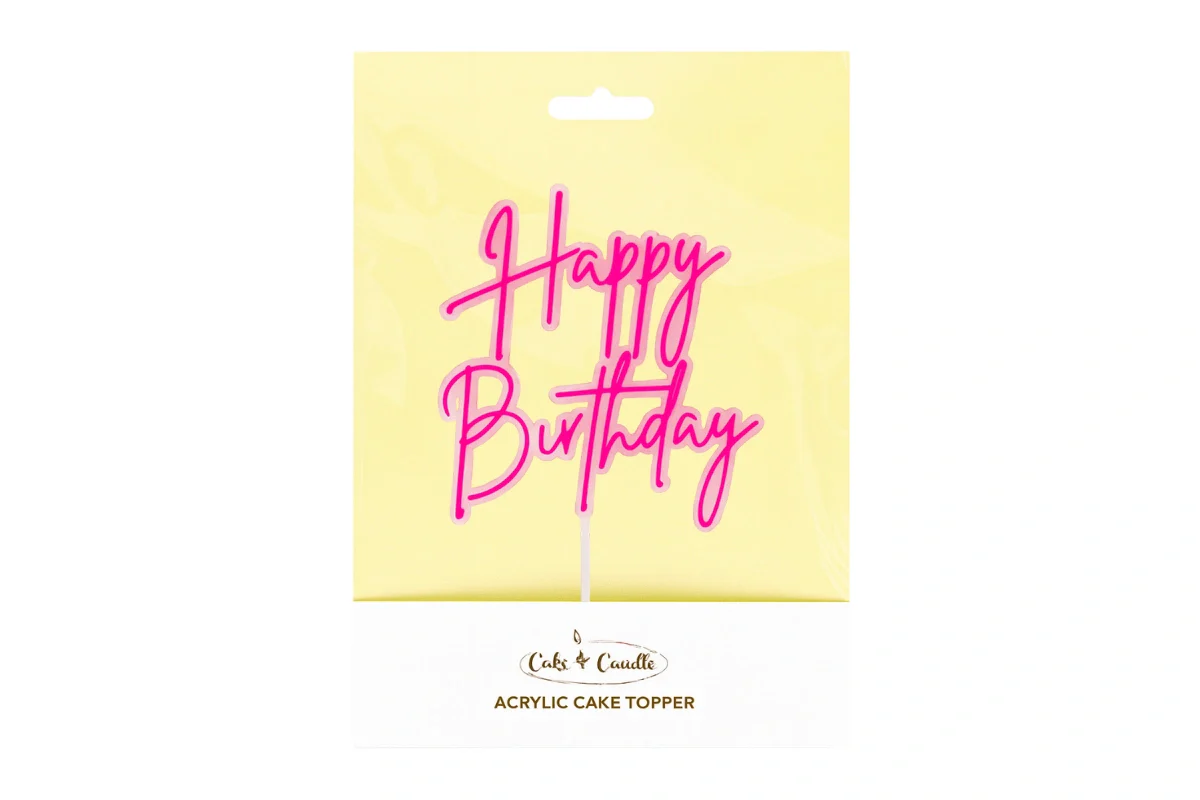 Hot Pink Opaque Layered Happy Birthday Cake Topper - Bake Group - Image 4