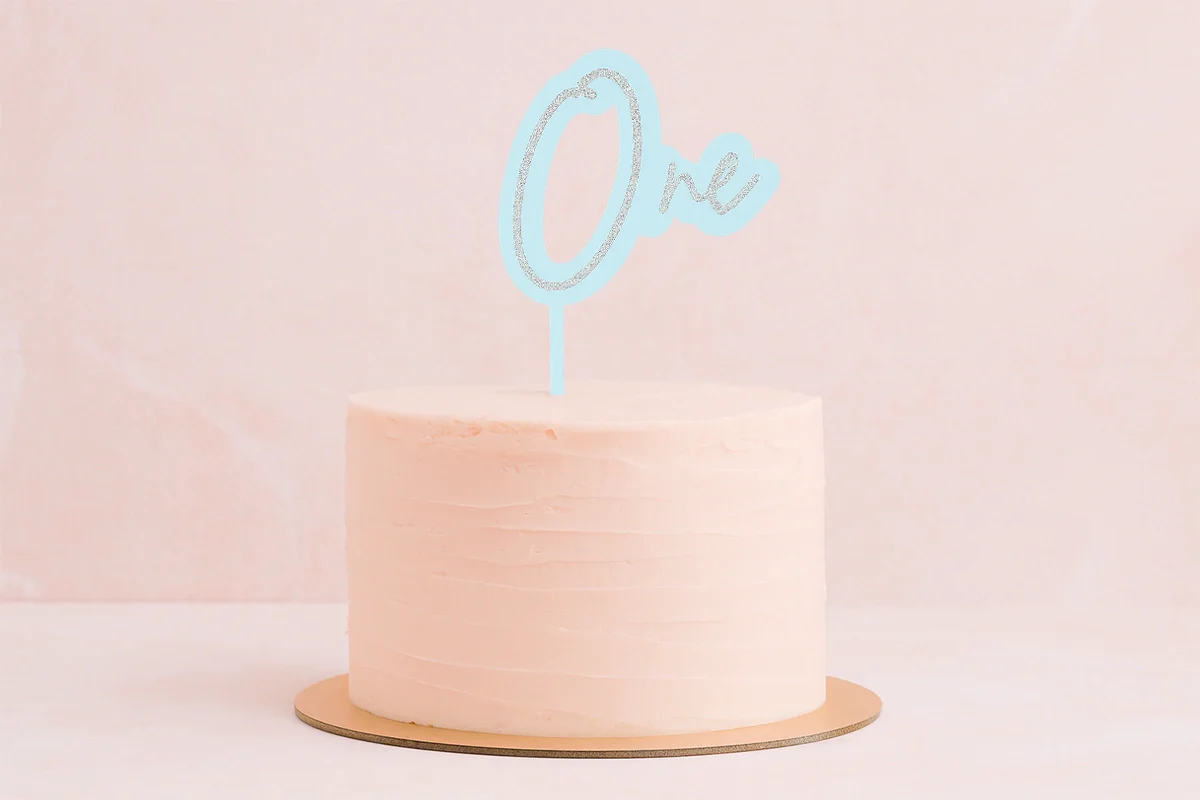Light Blue One Silver Layered Cake Topper - Bake Group - Image 2