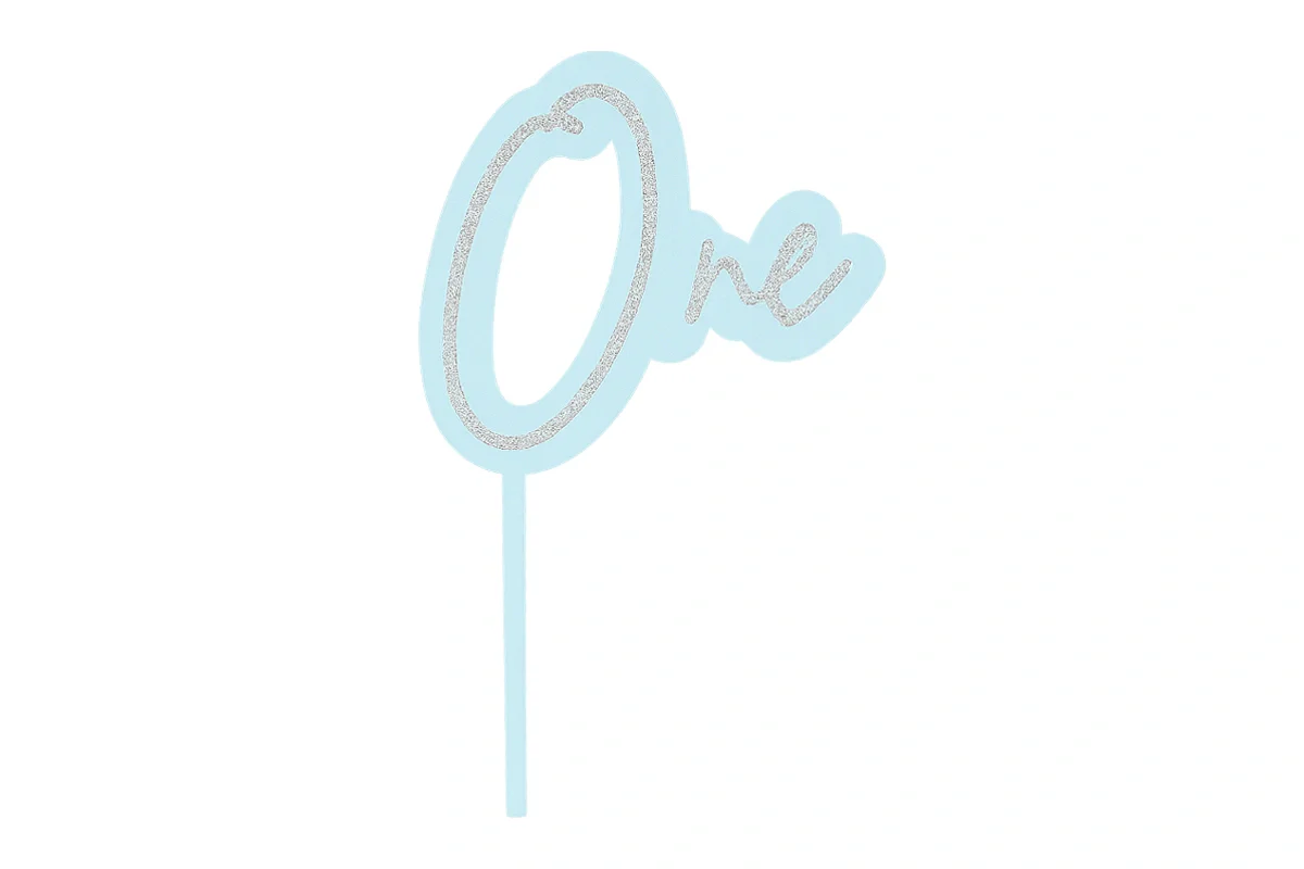 Light Blue One Silver Layered Cake Topper - Bake Group - Image 3