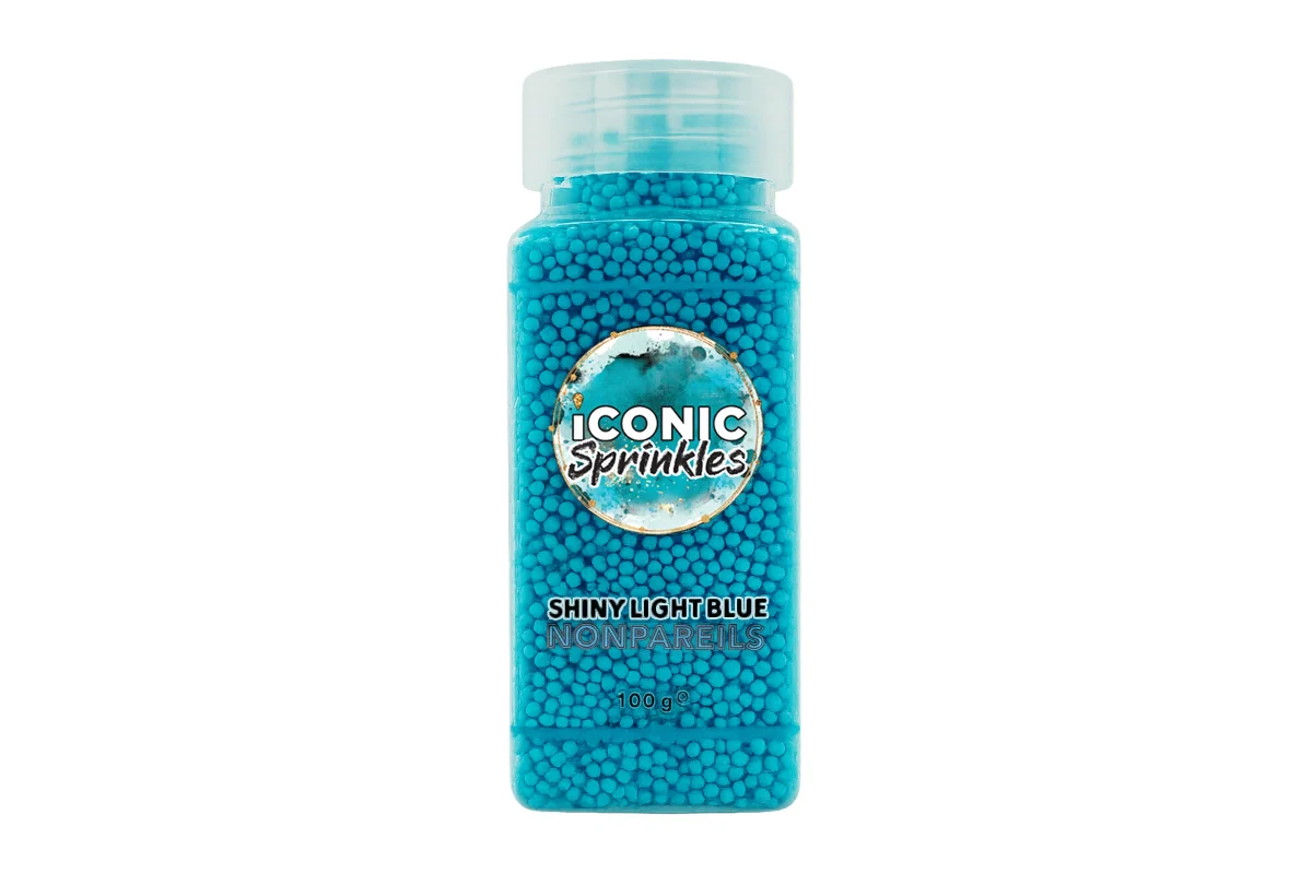 Light Blue Shiny Nonpareils 100g - Iconic Sprinkles - Image 2