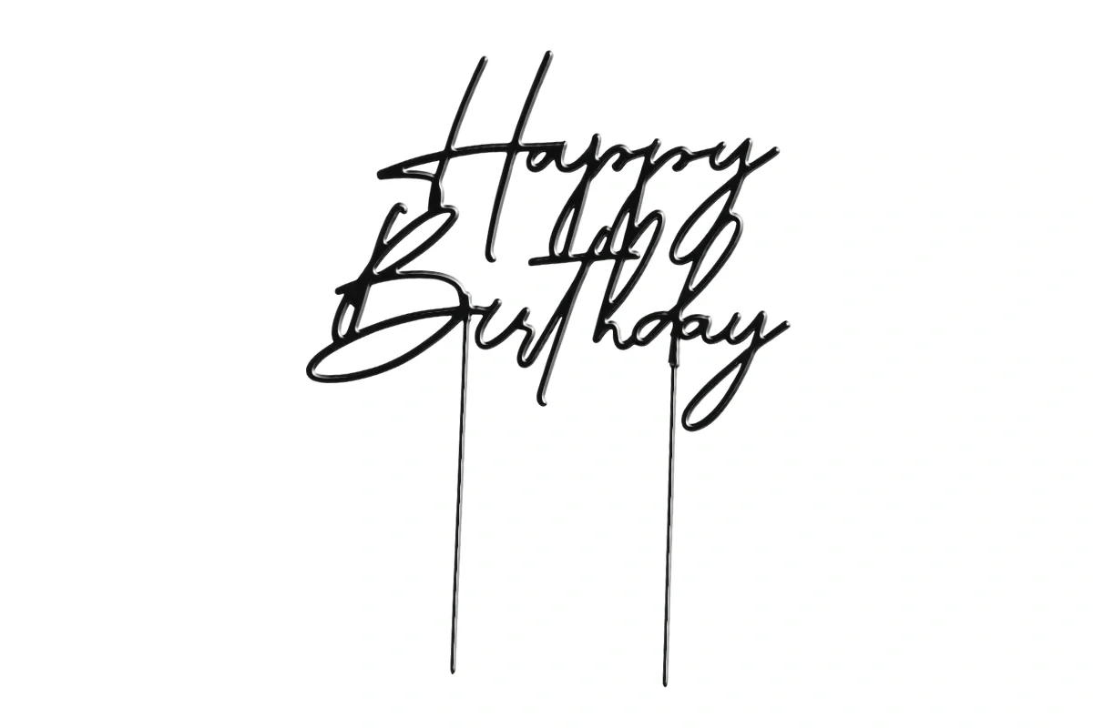 Matte Black Cake Topper - Happy Birthday Style4 Cake & - Cake and Candle - Image 3