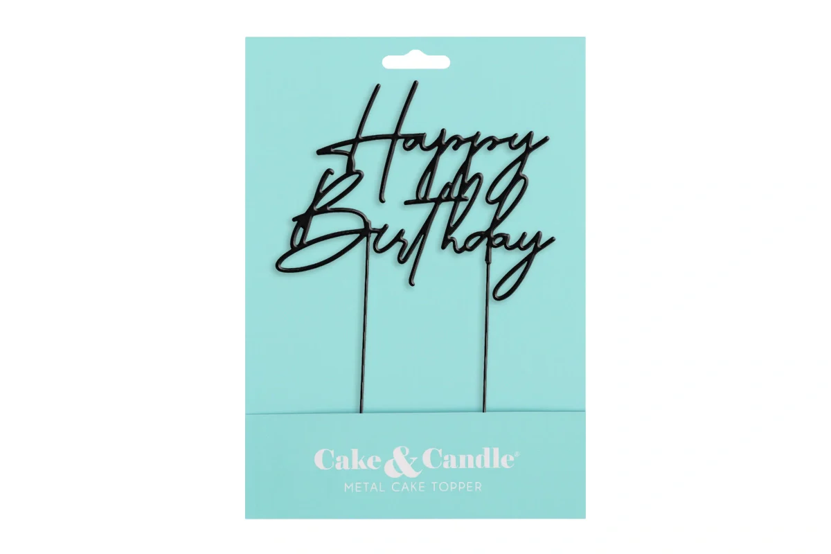 Matte Black Cake Topper - Happy Birthday Style4 Cake & - Cake and Candle - Image 4