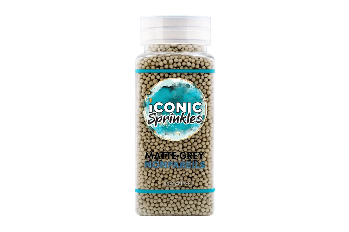 Matte Grey Nonpareils 100g - Iconic Sprinkles - Image 2