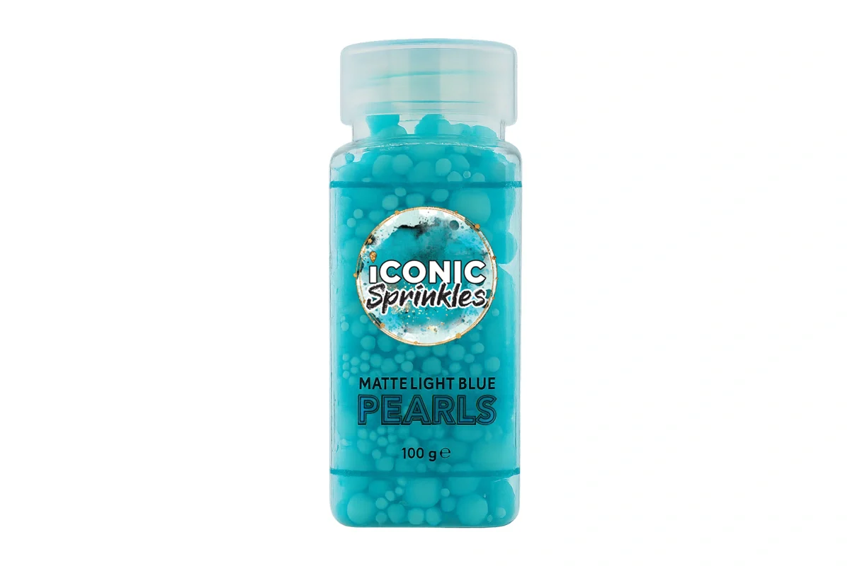 Matte Light Blue Pearls 100g - Iconic Sprinkles - Image 2