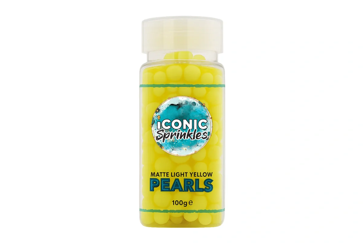 Matte Light Yellow Pearls 100g - Iconic Sprinkles - Image 2