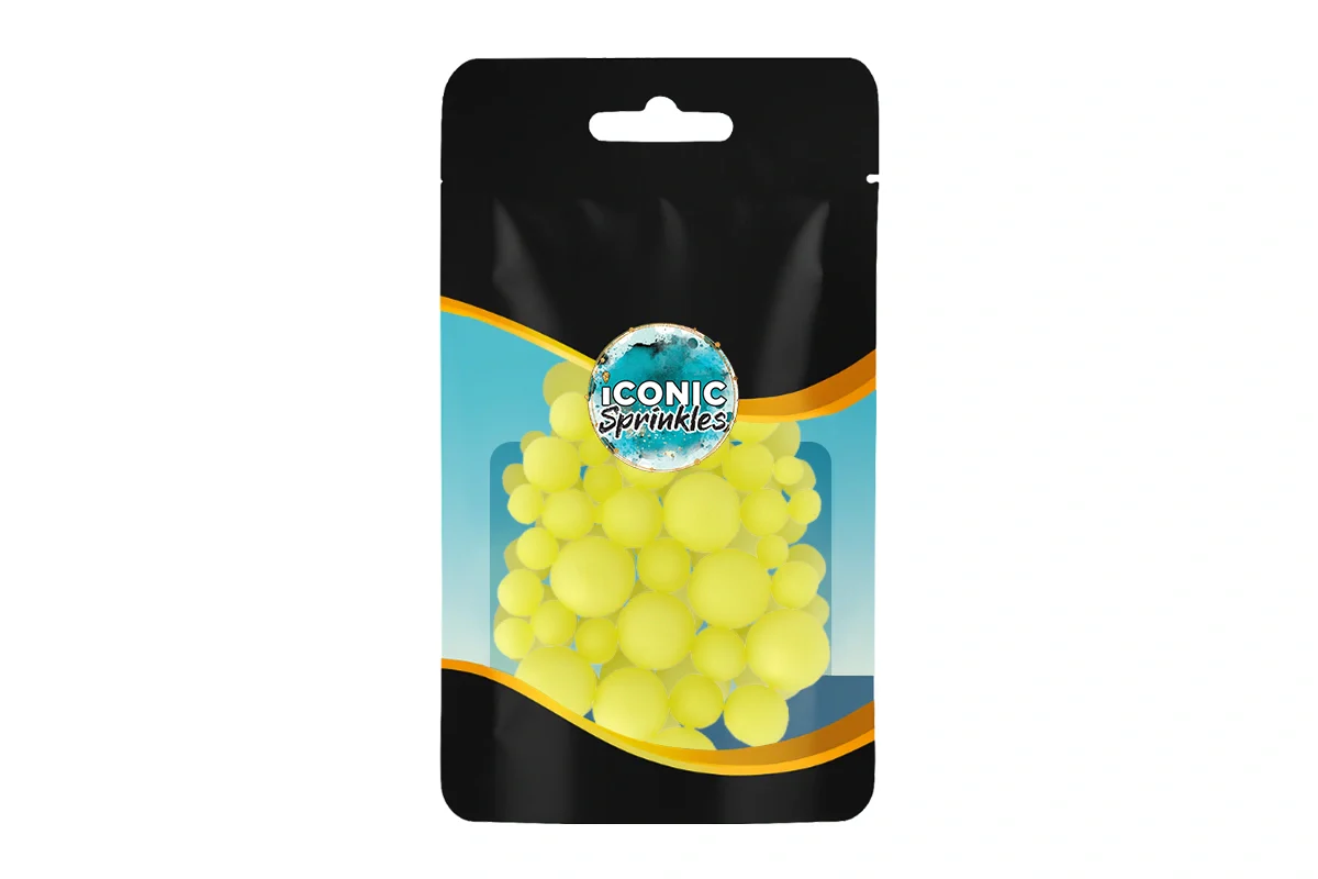 Matte Light Yellow Pearls 30g - Iconic Sprinkles - Image 2