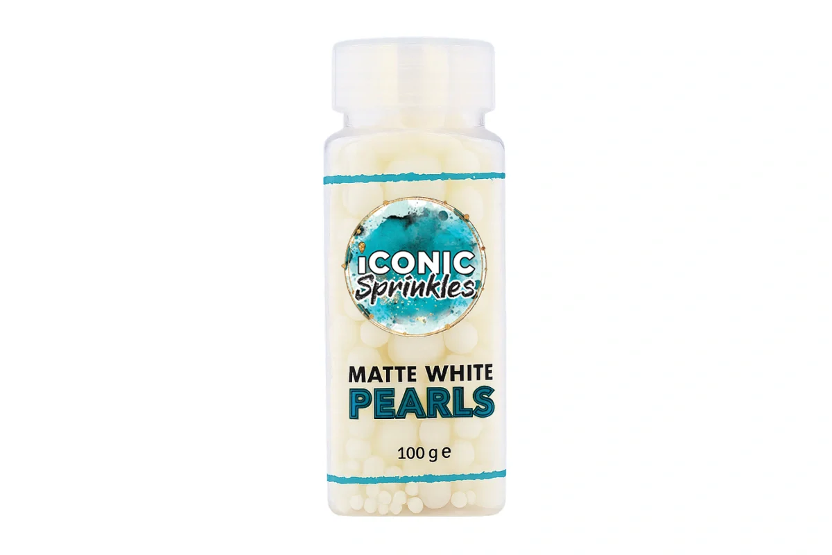 Matte White Pearls 100g - Iconic Sprinkles - Image 2