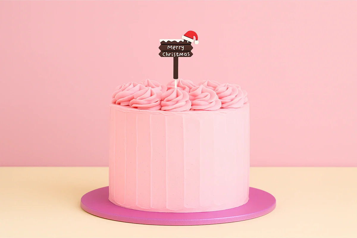 Merry Christmas Sign Toppers (6 Pack) - Iconic Cake Art - Image 2