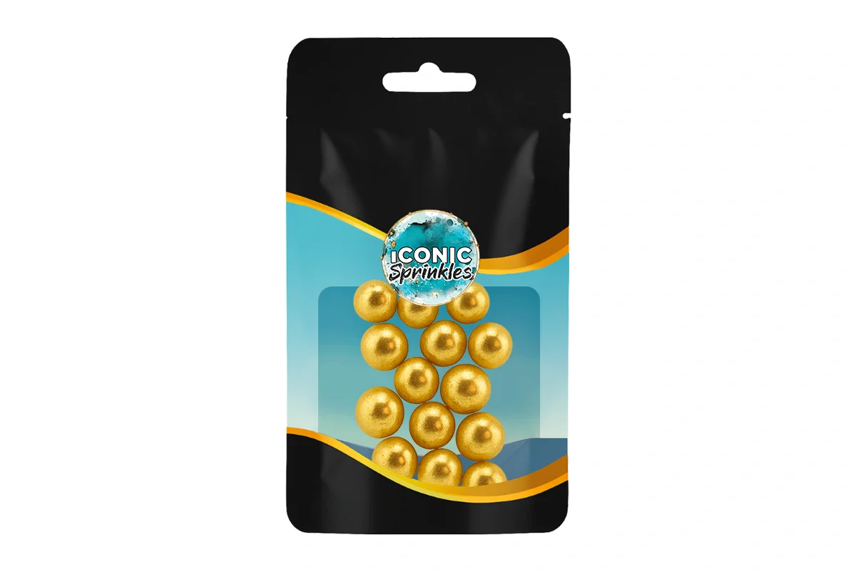 Metallic Gold 14mm Pearls 30g - Iconic Sprinkles - Image 2
