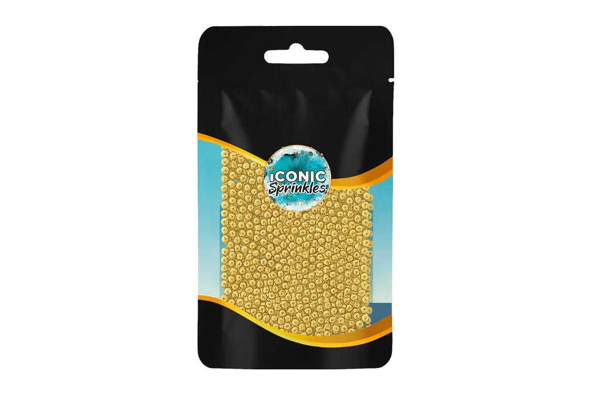 Metallic Gold 2mm Pearls 30g - Iconic Sprinkles - Image 2