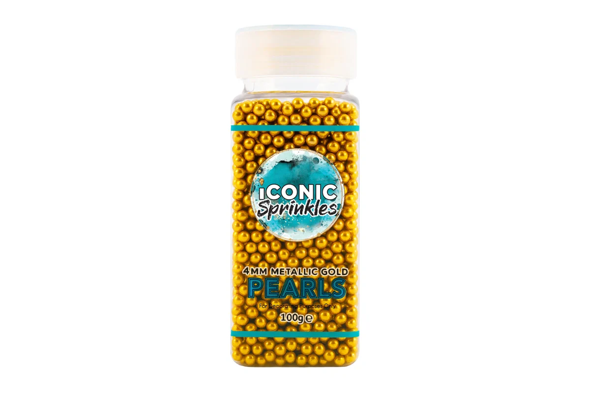 Metallic Gold 4mm Pearls 100g - Iconic Sprinkles - Image 2