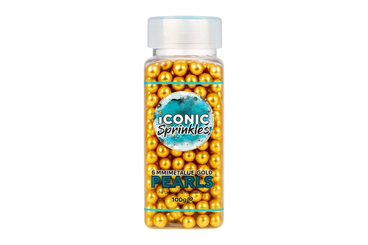 Metallic Gold 6mm Pearls 100g - Iconic Sprinkles - Image 2