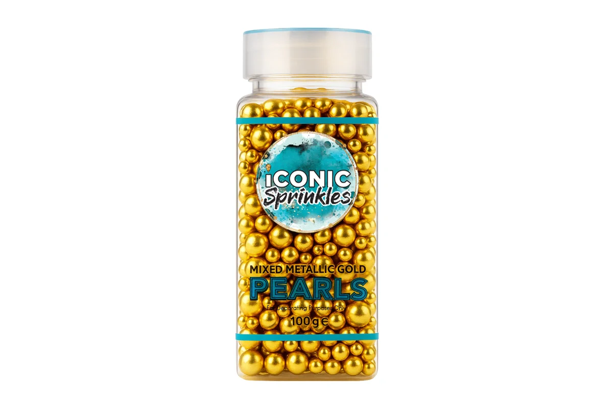 Metallic Gold Mixed Pearls 100g - Iconic Sprinkles - Image 2