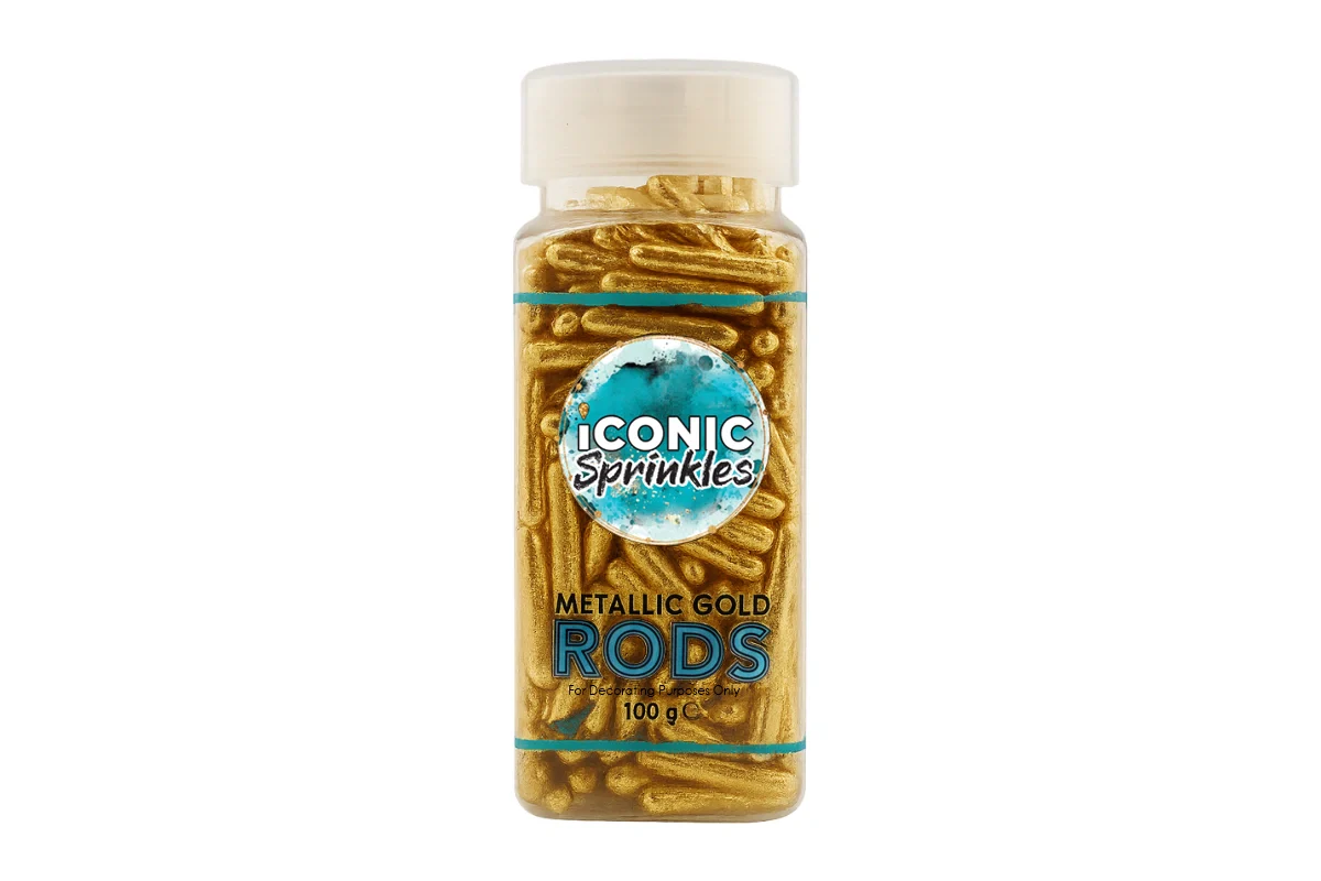 Metallic Gold Rods 100g - Iconic Sprinkles - Image 2