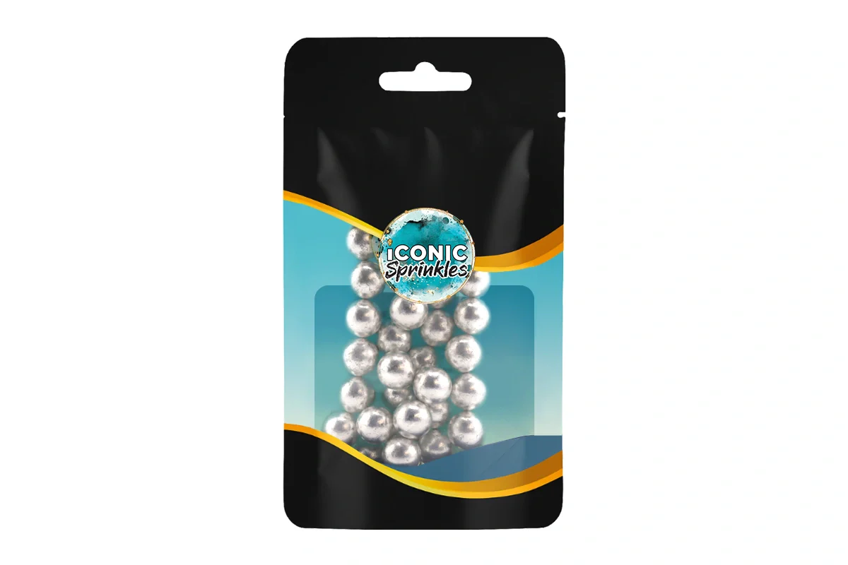 Metallic Silver 10mm Pearls 30g - Iconic Sprinkles - Image 2