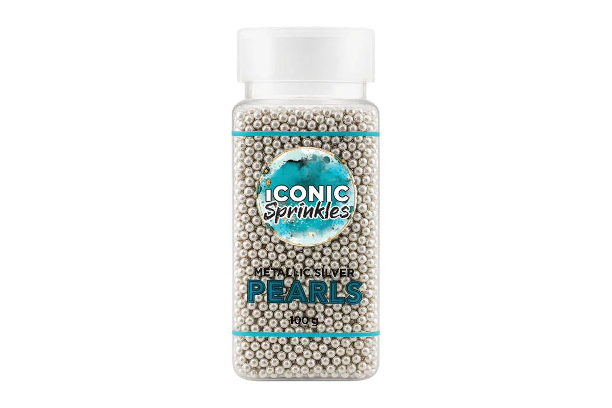 Metallic Silver 2mm Pearls 100g - Iconic Sprinkles - Image 2