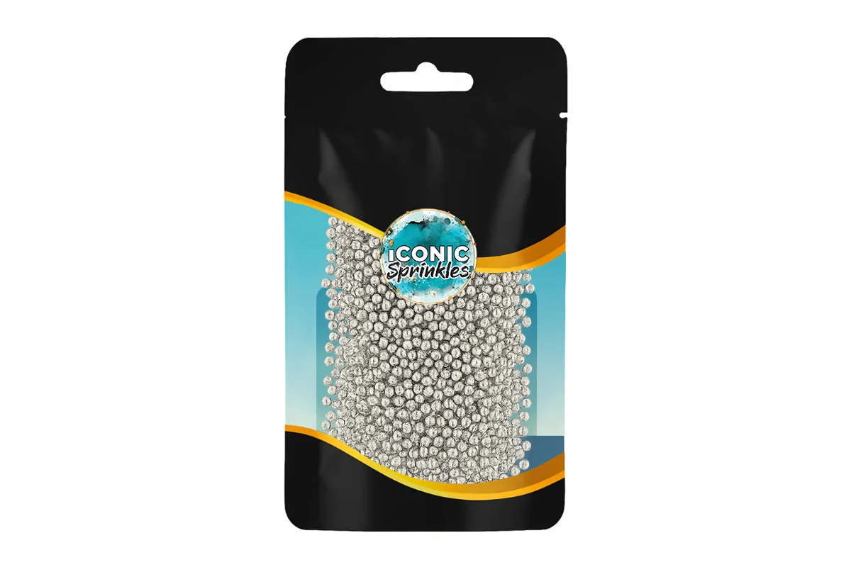 Metallic Silver 2mm Pearls 30g - Iconic Sprinkles - Image 2