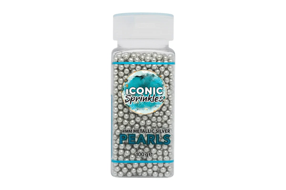 Metallic Silver 4mm Pearls 100g - Iconic Sprinkles - Image 2
