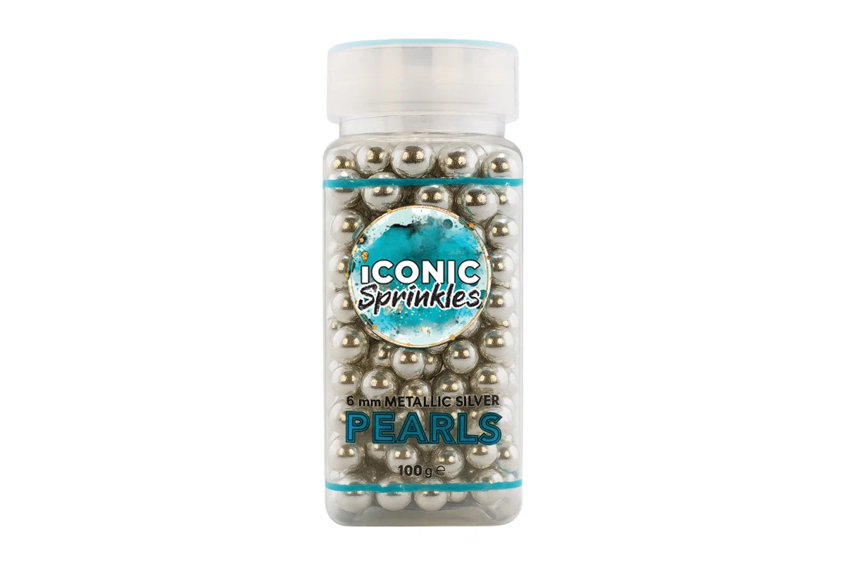 Metallic Silver 6mm Pearls 100g - Iconic Sprinkles - Image 2