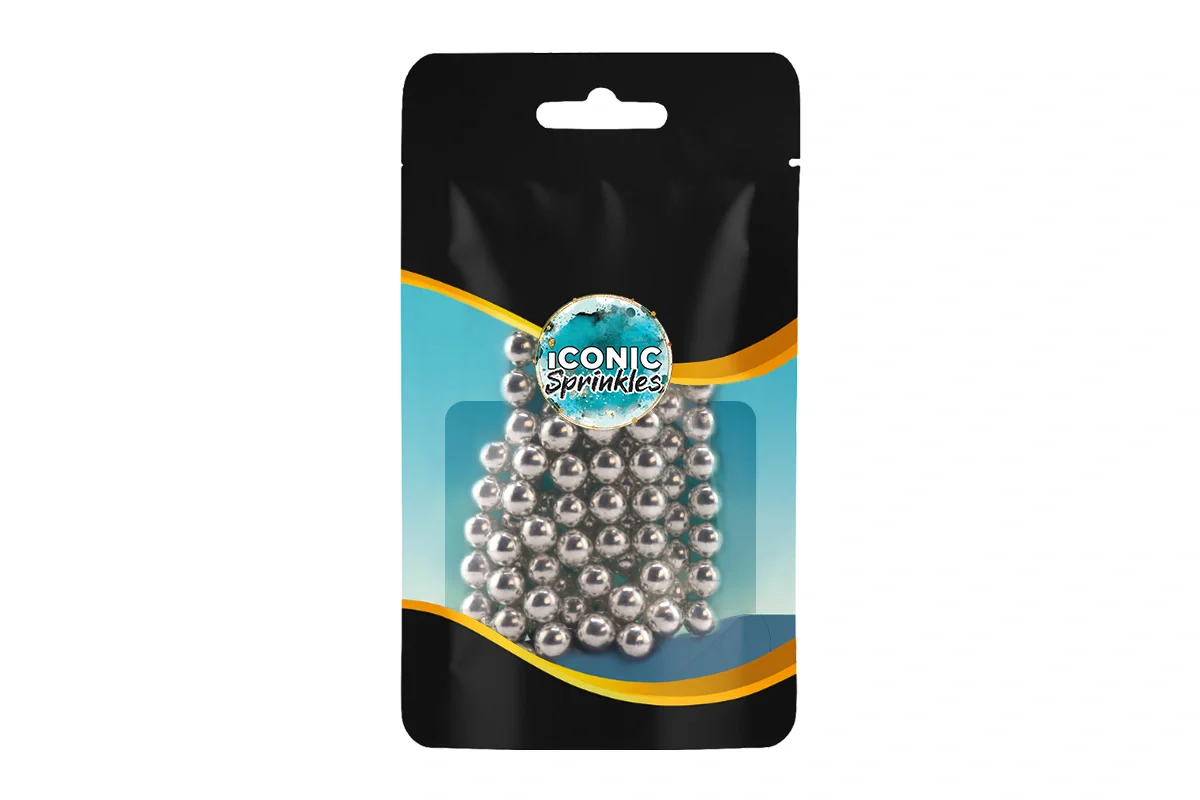Metallic Silver 6mm Pearls 30g - Iconic Sprinkles - Image 2