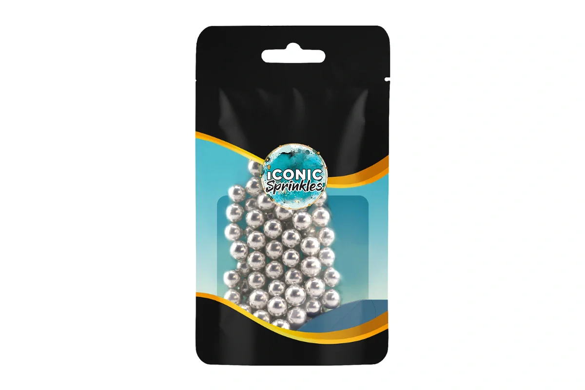Metallic Silver 8mm Pearls 30g - Iconic Sprinkles - Image 2