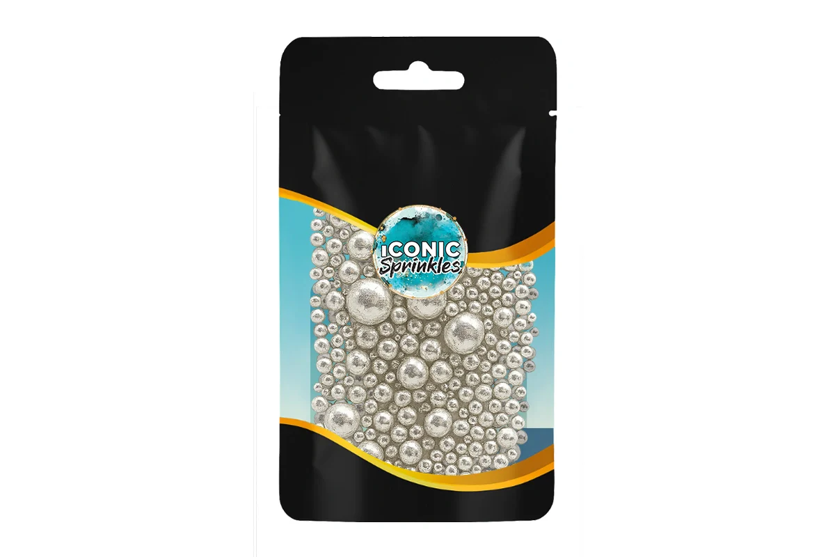 Metallic Silver Mixed Pearls 30g - Iconic Sprinkles - Image 2
