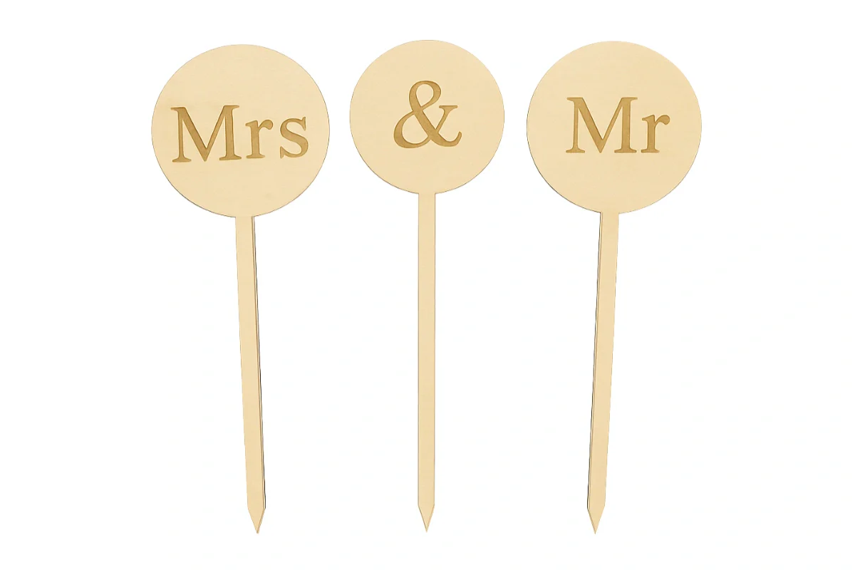Mr and Mrs Individual Round Engagement Wedding Cake Topper - Iconic Cake Art - Image 3