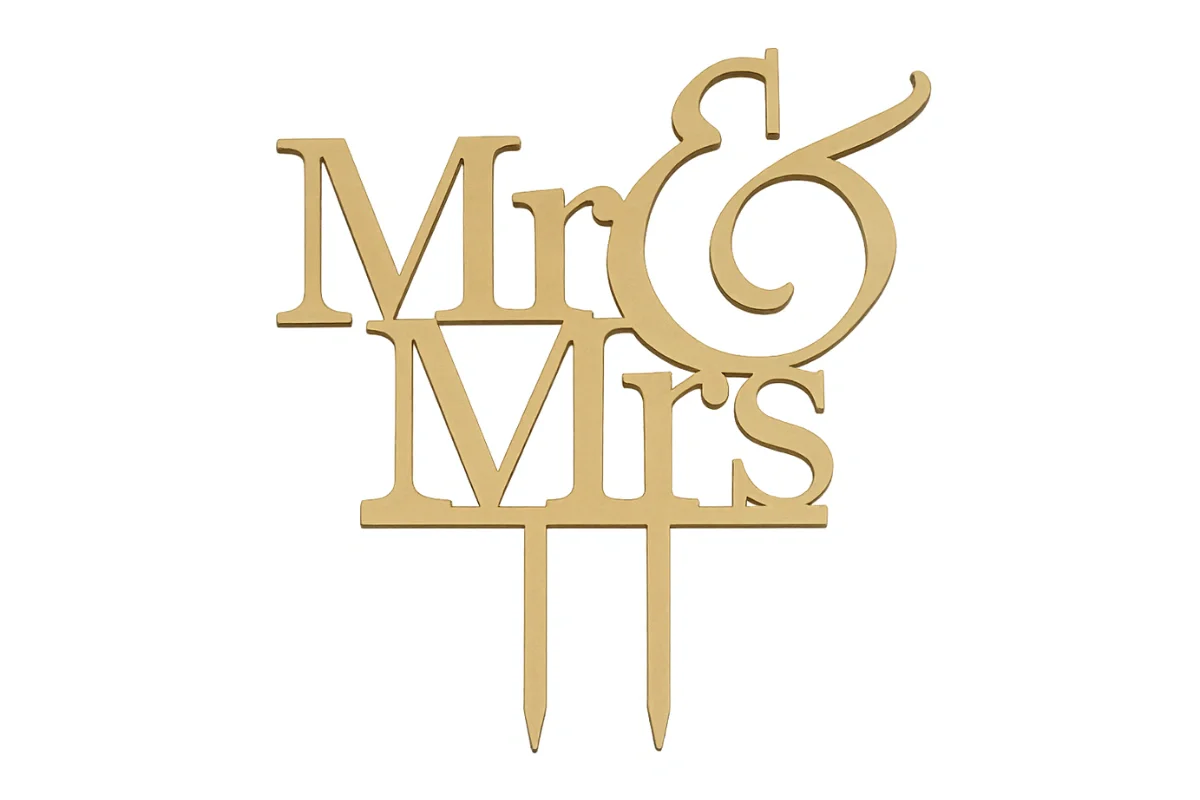 Mr and Mrs Wood Look Engagement Wedding Cake Topper - Iconic Cake Art - Image 3