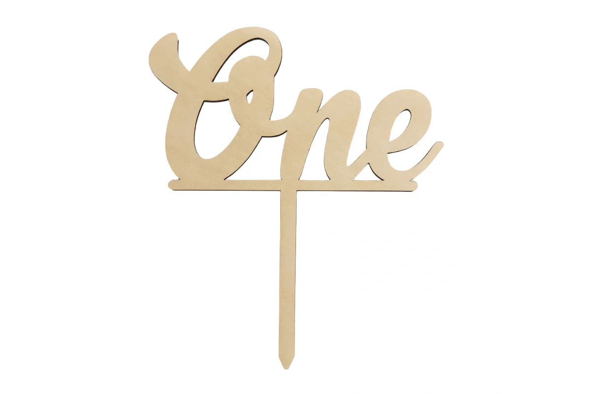 Number One Wood Look Birthday Cake Topper - Iconic Cake Art - Image 3