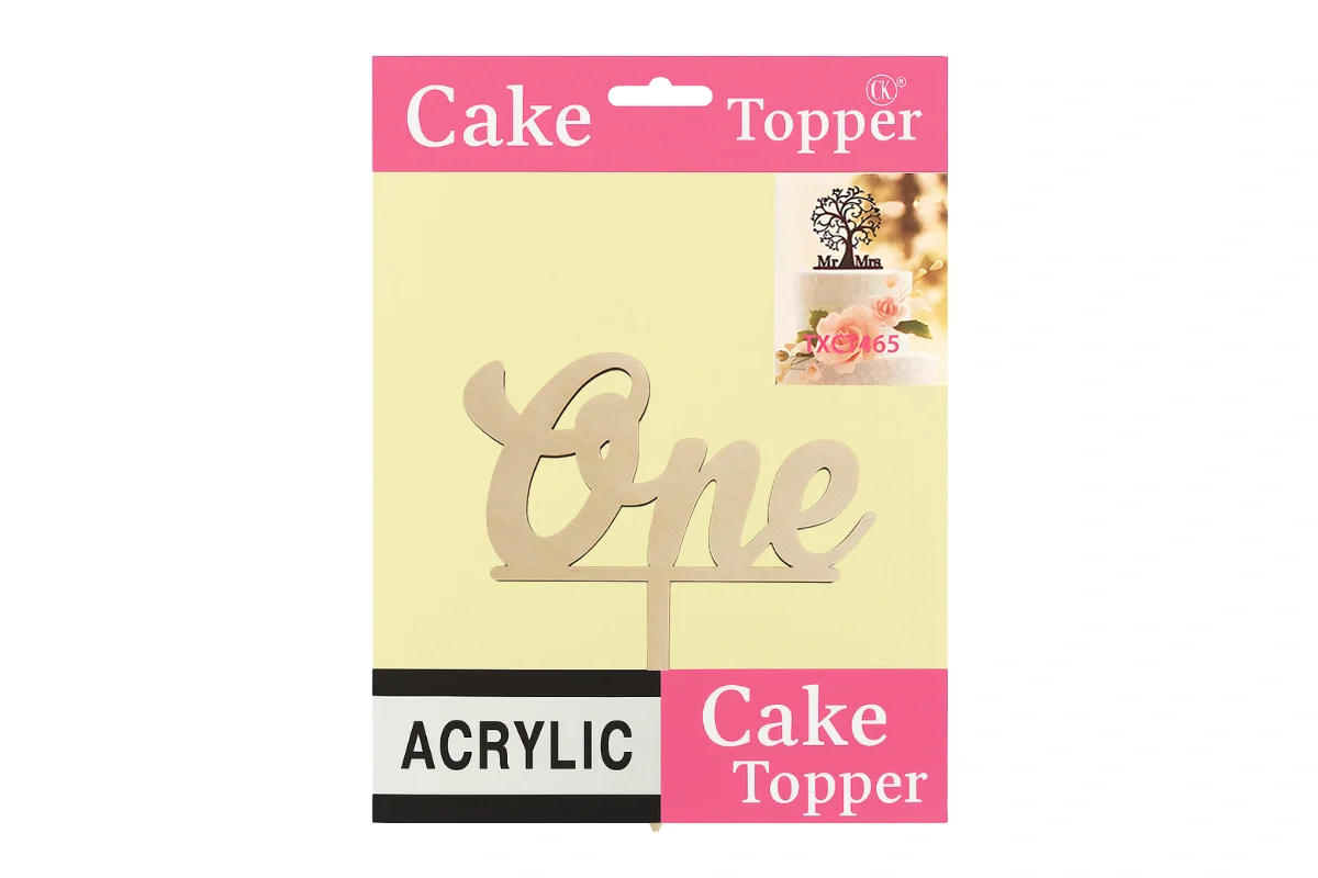 Number One Wood Look Birthday Cake Topper - Iconic Cake Art - Image 4