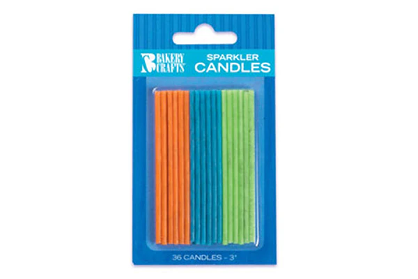 Orange Blue Green Sparkler Assortment Specialty Candles - Bakery Crafts