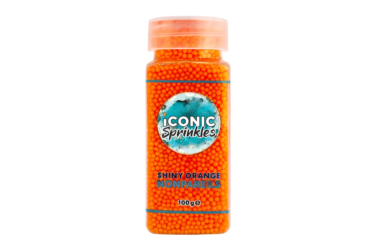 Orange Shiny Nonpareils 100g - Iconic Sprinkles - Image 2