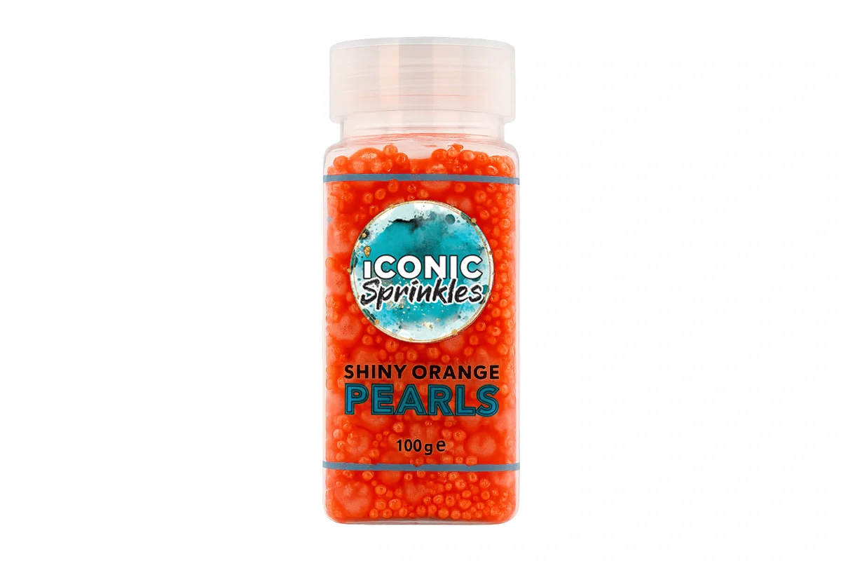 Orange Shiny Pearls 100g - Iconic Sprinkles - Image 2