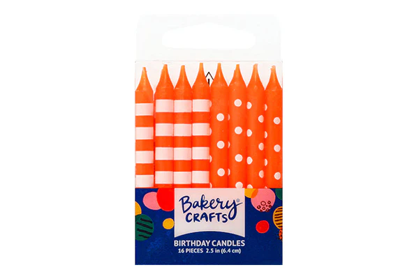 Orange Stripes and Dots Specialty Candles - Bakery Crafts