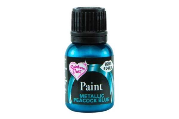 Peacock Blue Metallic Food Paint - Rainbow Dust - Image 2