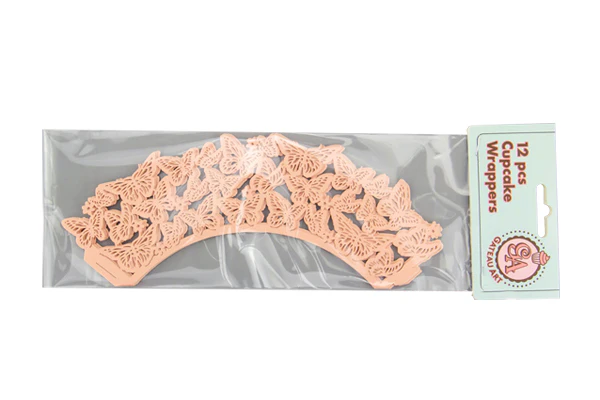 Pink Butterfly Cake Wraps Cake Decorating Tools - Pack of 12 - Gateau Art