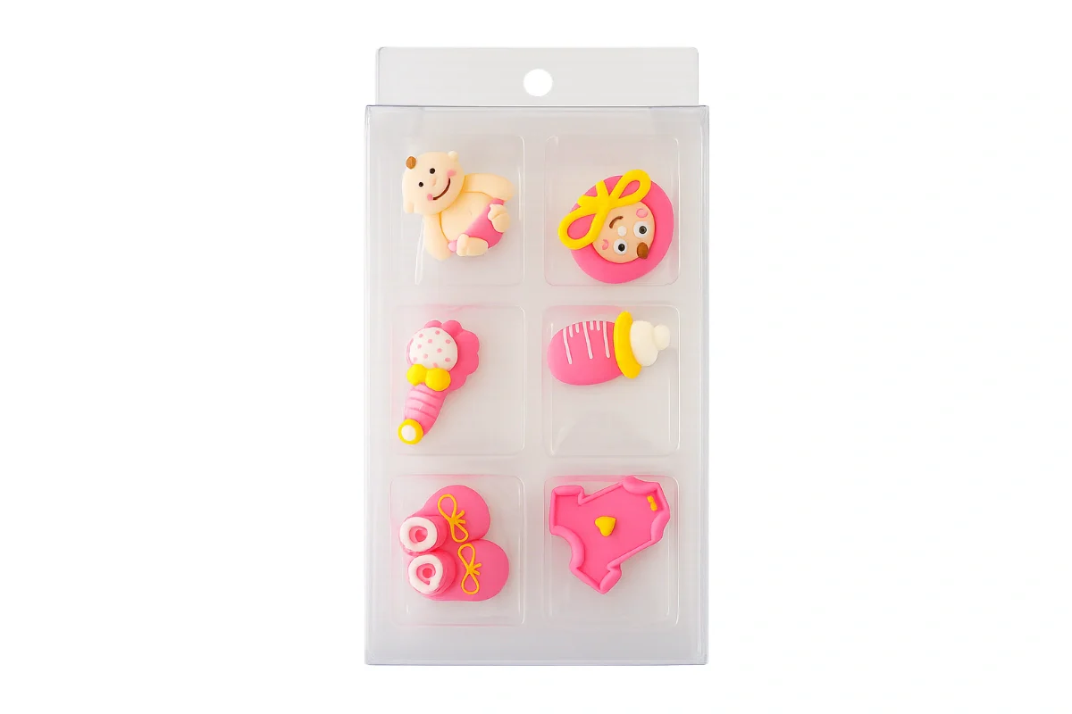 Pink Christening Assortment Baby Sugar Decorations (6 Pack) - BSC