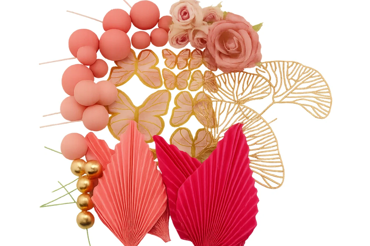 Pink Floral Butterfly Topper Set - Iconic Cake Art - Image 4