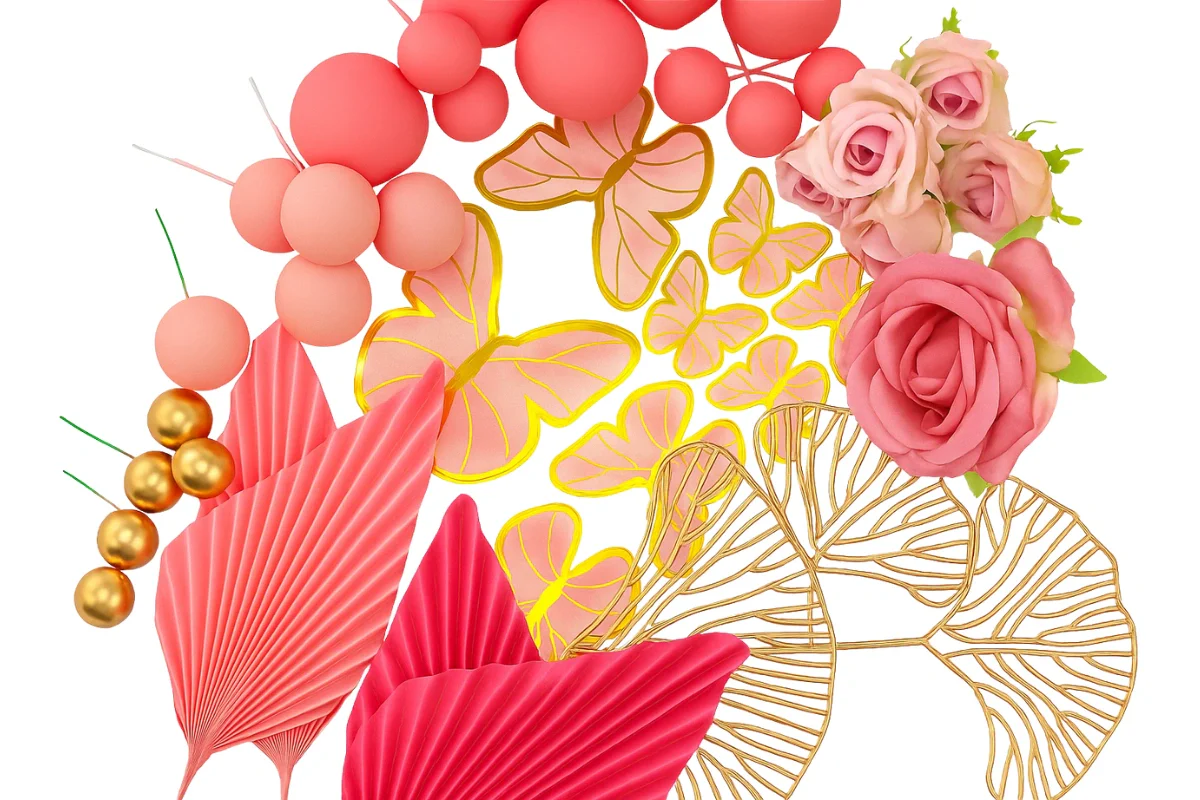 Pink Floral Butterfly Topper Set - Iconic Cake Art - Image 5