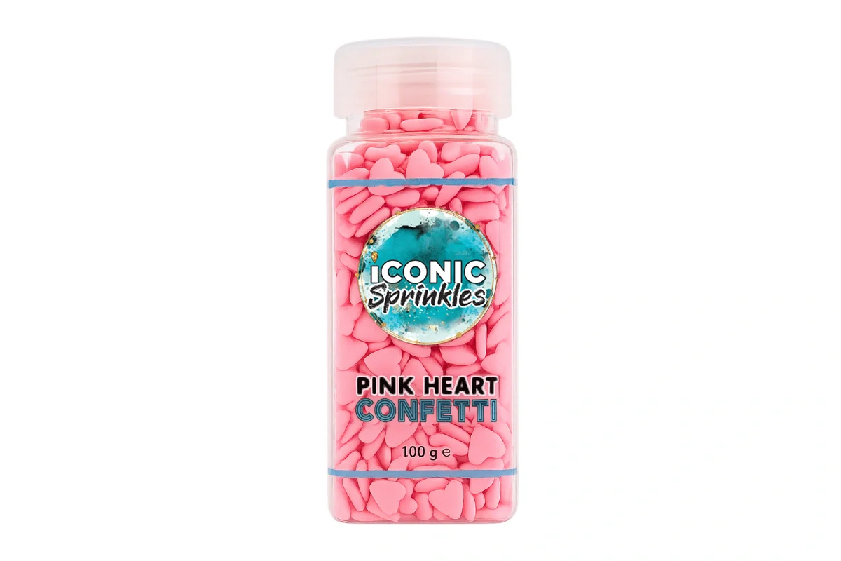 Pink Heart Confetti 100g - Iconic Sprinkles - Image 2