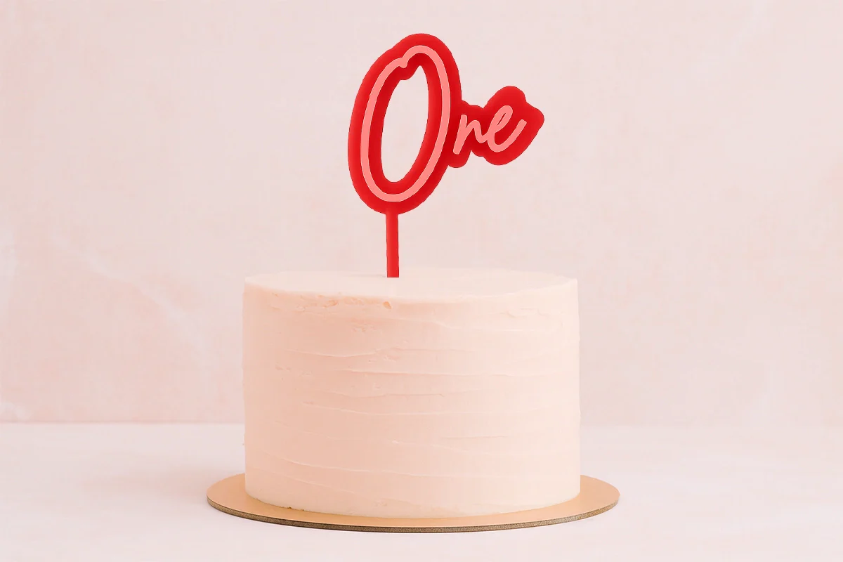 Pink One Opaque Layered Cake Topper - Bake Group - Image 2