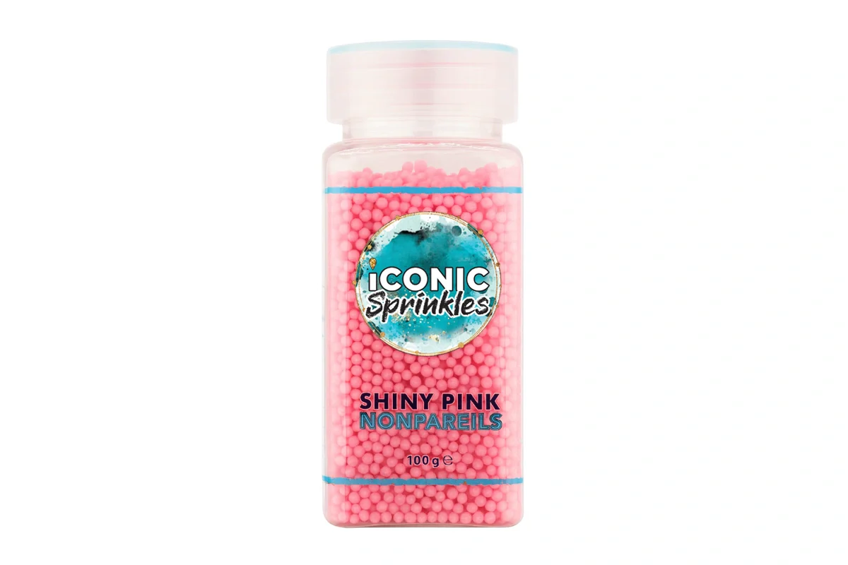 Pink Shiny Nonpareils 100g - Iconic Sprinkles - Image 2