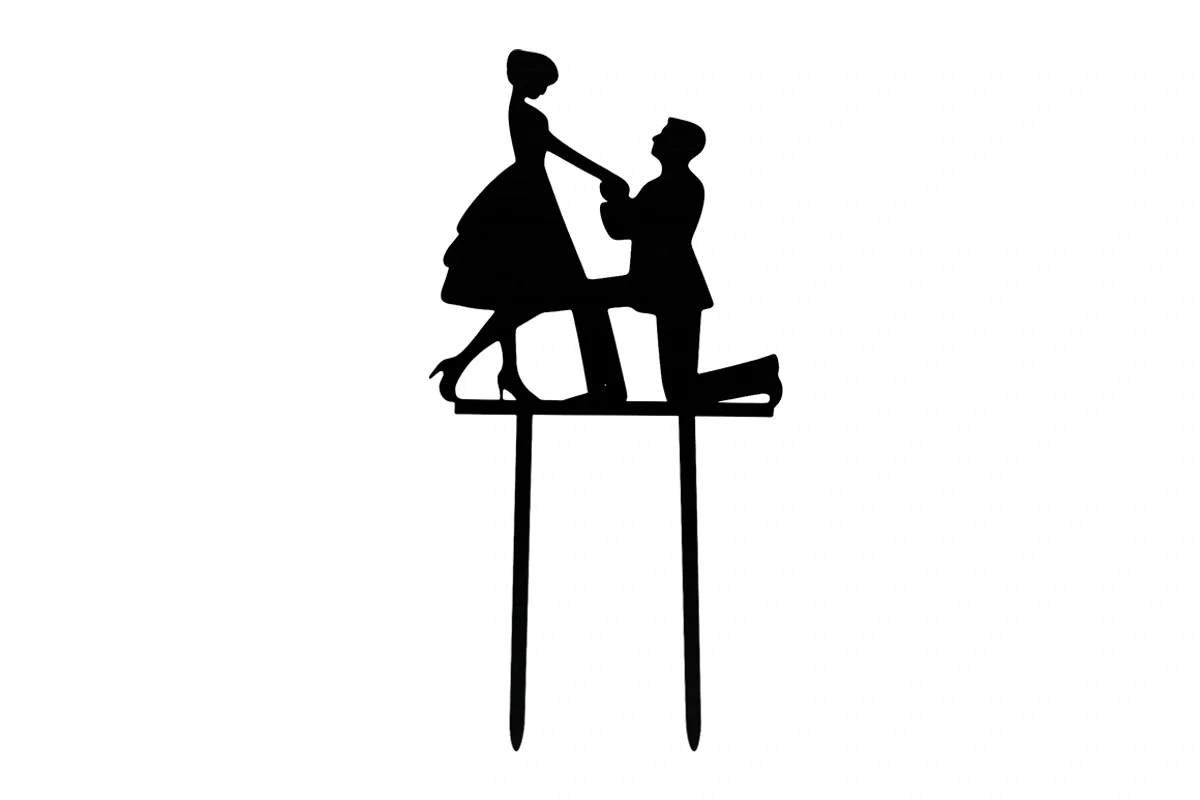 Proposal 1 - Engagement Wedding Silhouette Cake Topper - Iconic Cake Art - Image 3