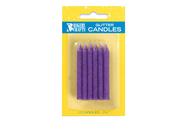 Purple Glitter Smooth and Spiral Candles - Bakery Crafts