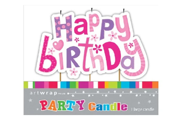 Purple Pink Happy Birthday Candle - Artwrap