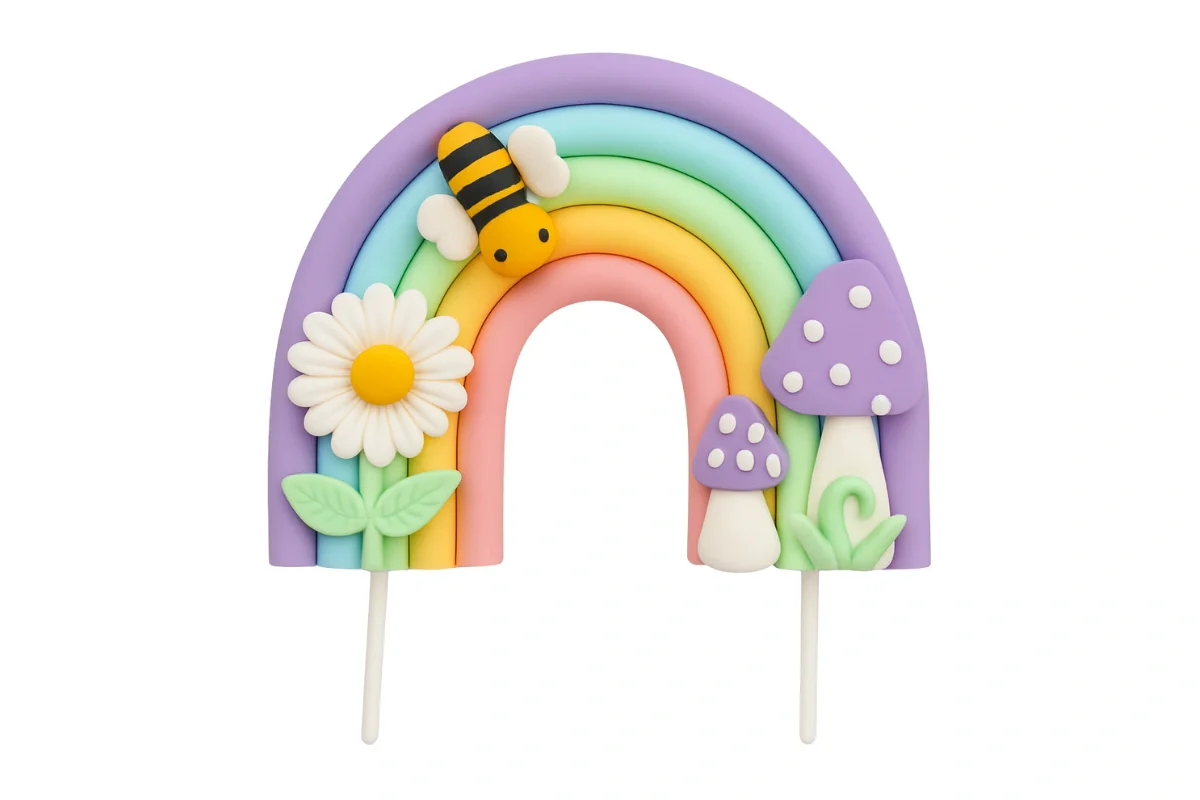 Rainbow Pastel Bee Topper - Iconic Cake Art - Image 2