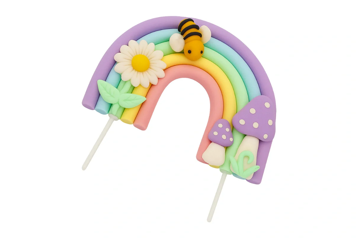 Rainbow Pastel Bee Topper - Iconic Cake Art - Image 3