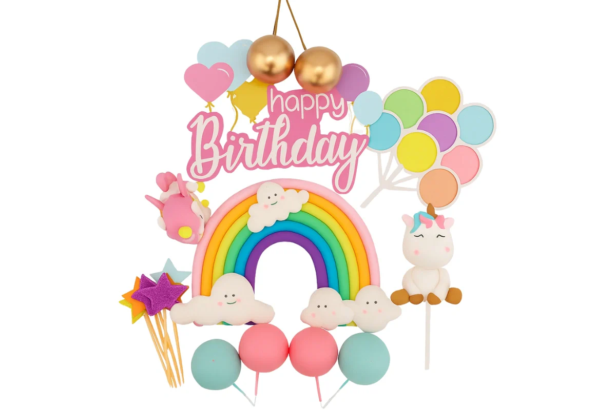 Rainbow Unicorn Cake Topper Set - Iconic Cake Art - Image 3