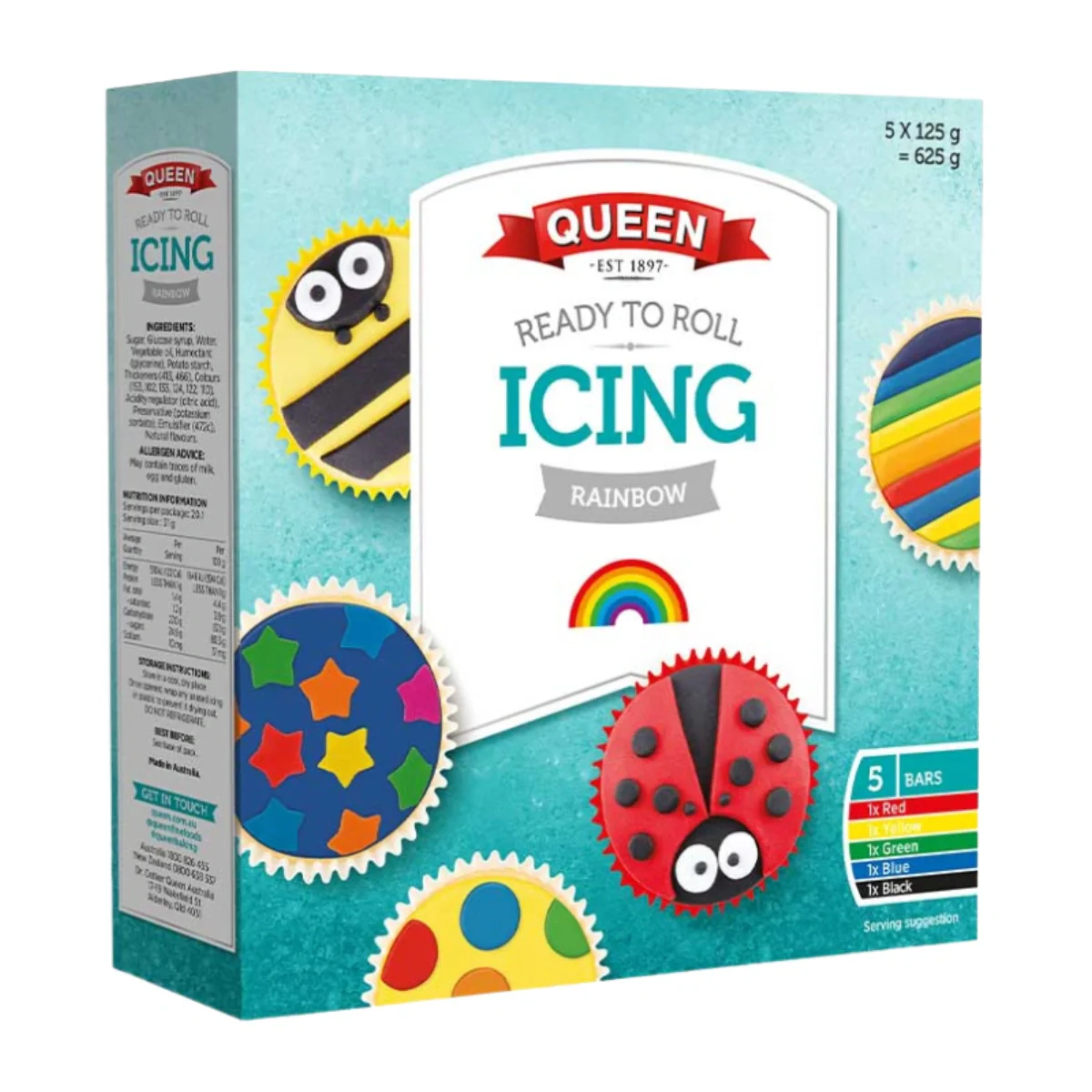 Ready to Roll Icing Rainbow 5x125g - Queen Professional