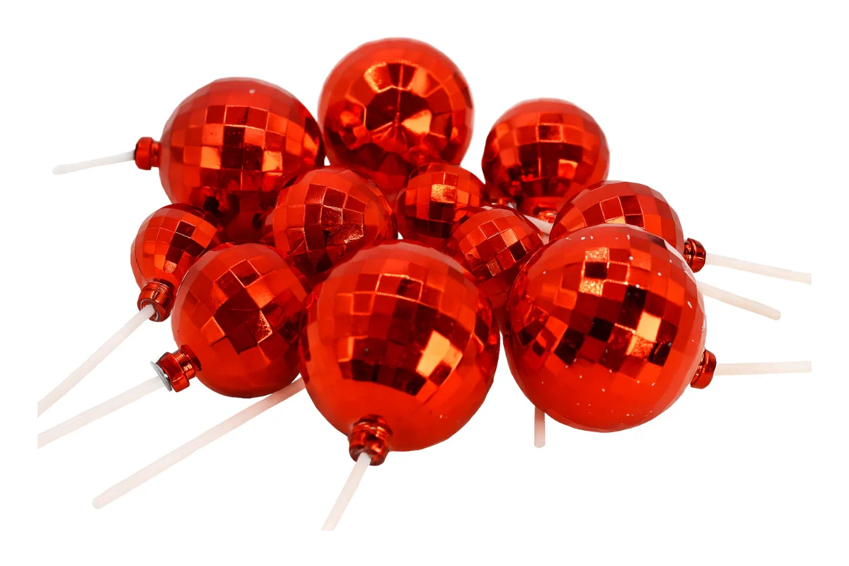 Red Disco Ball Topper Set (12 Pack) - Iconic Cake Art - Image 2